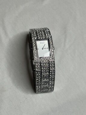 D&G Silver Crystal Pavé Bracelet Watch